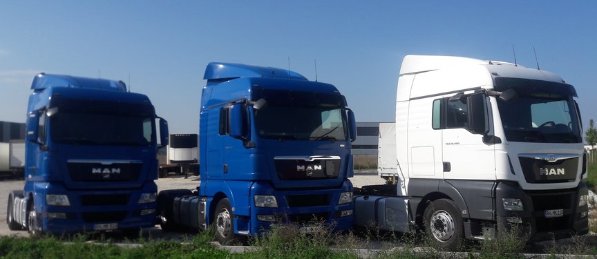 Vermietung von Sattelzugmaschinen - großer Fuhrpark mit Reparaturwerkstatt